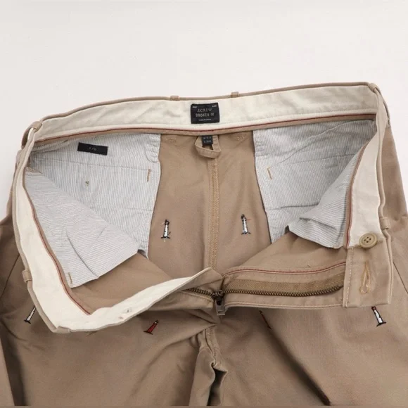 J. Crew 770 Khaki Chinos with Embroidered Lighthouses Size:33/30